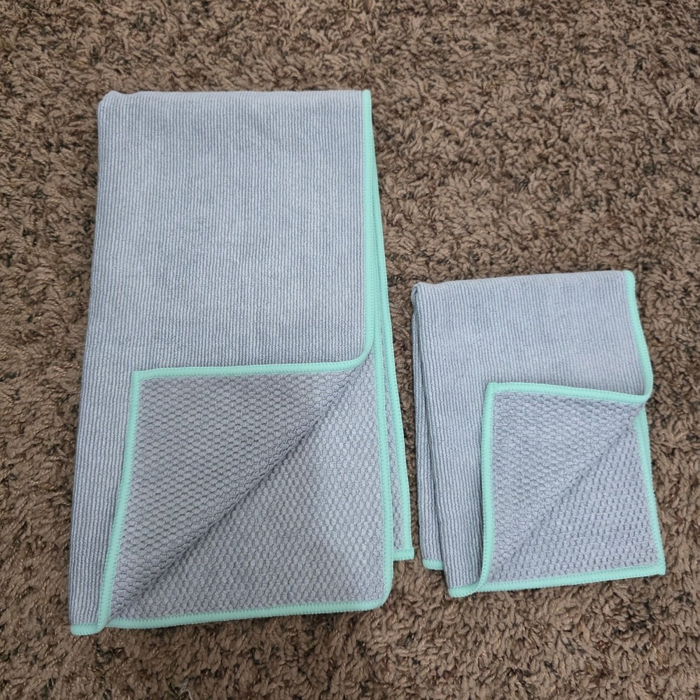 Norwex 4pc Set Hedgehog Window Cloth EnviroCloth Ribbed Kitchen Towel Mint Gray - Picture 5 of 9